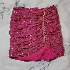 4/$20 DO+BE Berry Pink Sequin Viola Mini Skirt